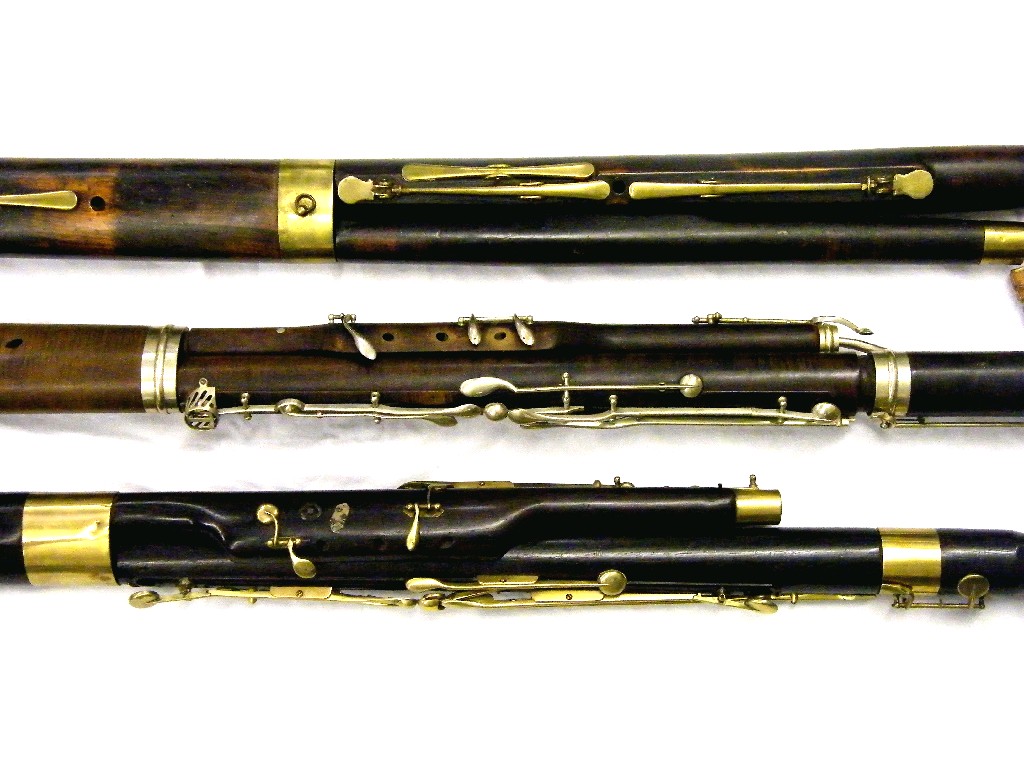 Appraisal: French blackwood bassoon circa unstamped with fifteen brass keys