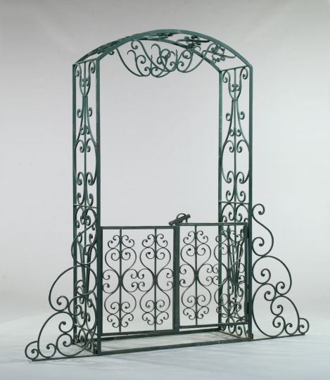 Appraisal: Large Polychromed Victorian-Style Arched Top Garden Arbor in an ornate