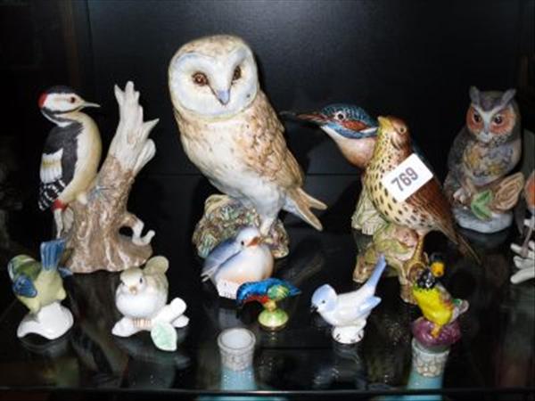 Appraisal: A collection of ceramic figural birds including a Beswick Owl