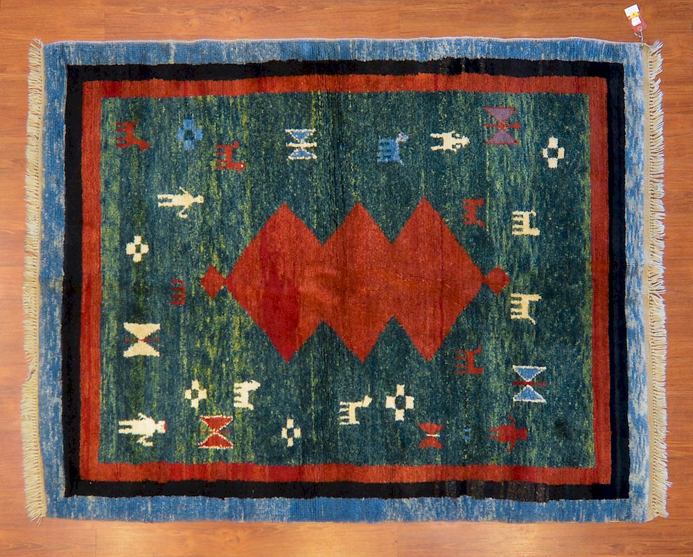 Appraisal: Turkish Gabbeh Rug x hand knotted wool foundation Condition Appears