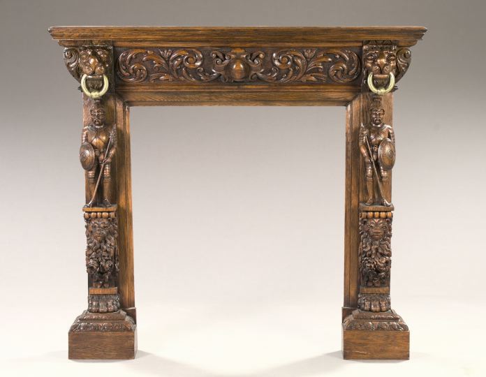 Appraisal: Late Victorian Heavily Carved Oak Fireplace Surround fourth quarter th