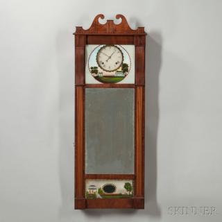 Appraisal: Joseph Ives Patent Looking Glass Clock Bristol Connecticut c mahogany