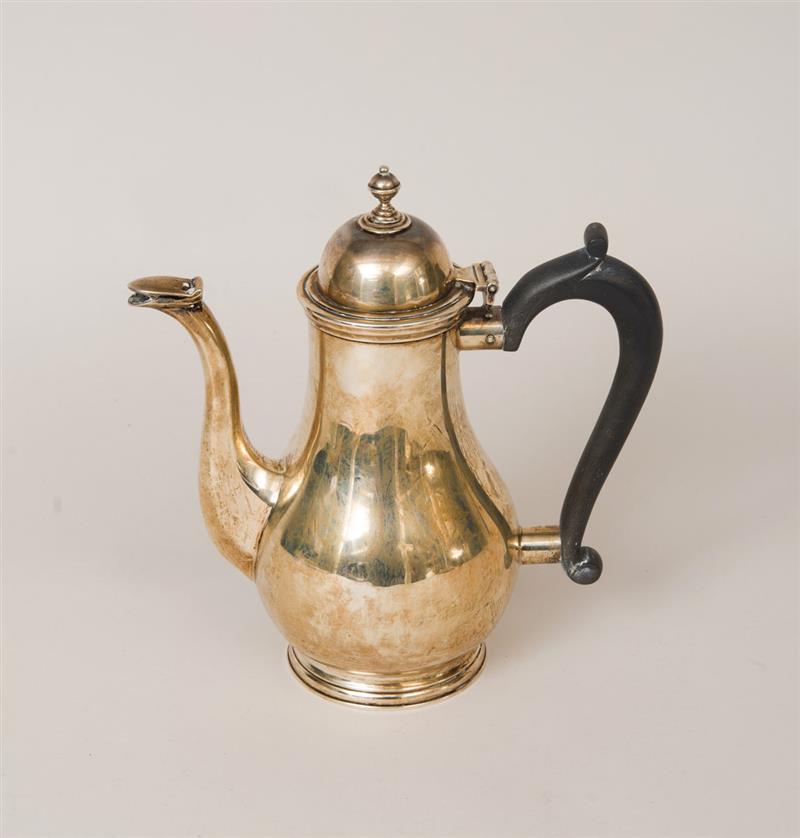 Appraisal: ENGLISH SILVER FOOTED PEAR-FORM COFFEE POT Maker's mark 'CSH' London