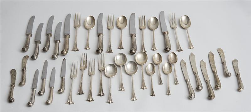 Appraisal: ENGLISH SILVER FORTY-PIECE FLATWARE SERVICE IN THE ONSLOW PATTERN Worcester