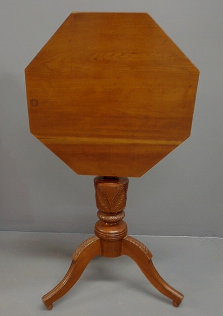 Appraisal: Southern Classical carved candlestand c with an octagonal top down-swept