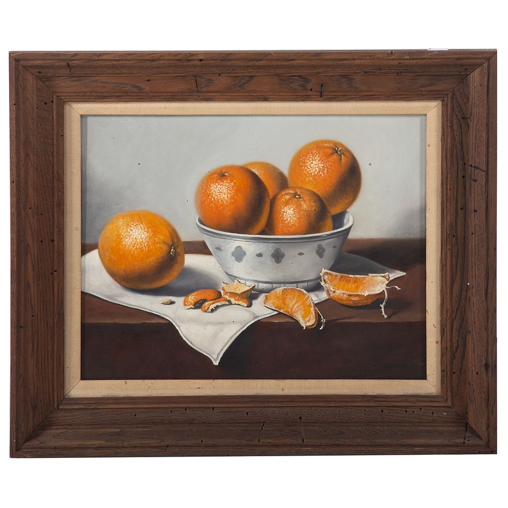 Appraisal: David Zuccarini Still Life with Oranges Oil American b Oil