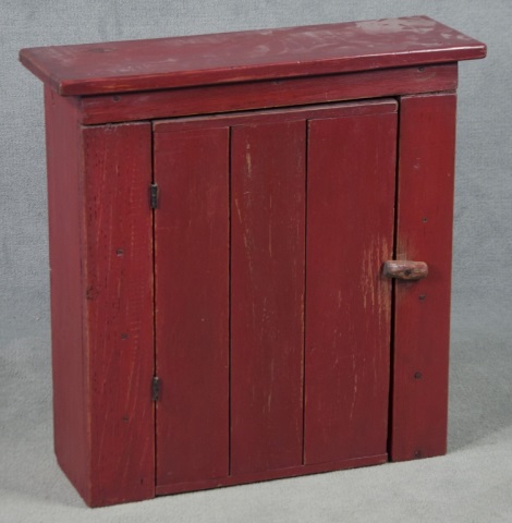 Appraisal: Painted Hanging Cupboard th century With single door and shelves