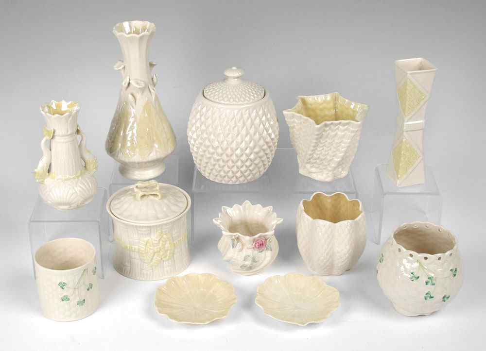 Appraisal: PIECE IRISH BELLEEK PORCELAIN An assembled collection with assorted vases