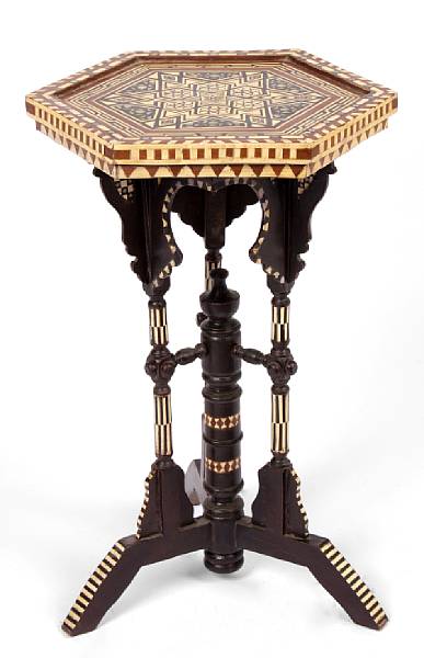 Appraisal: A pair of Moorish style hexagonal inlaid tables height in