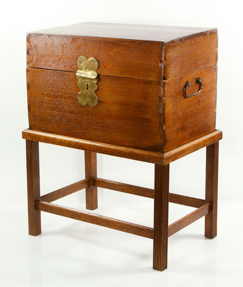 Appraisal: - th C Walnut Captain's Liquor Chest th century captain's