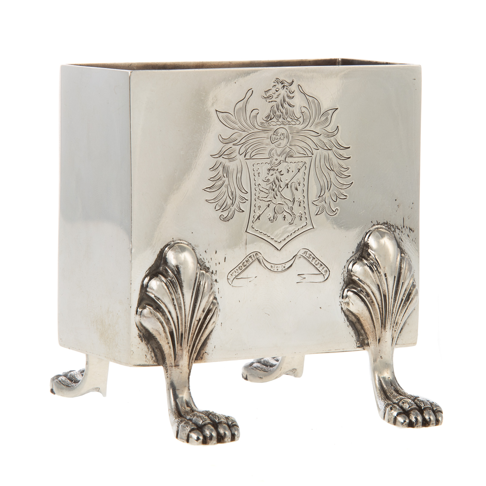 Appraisal: RARE SCHOFIELD STERLING CALLING CARD STAND Circa square raised on