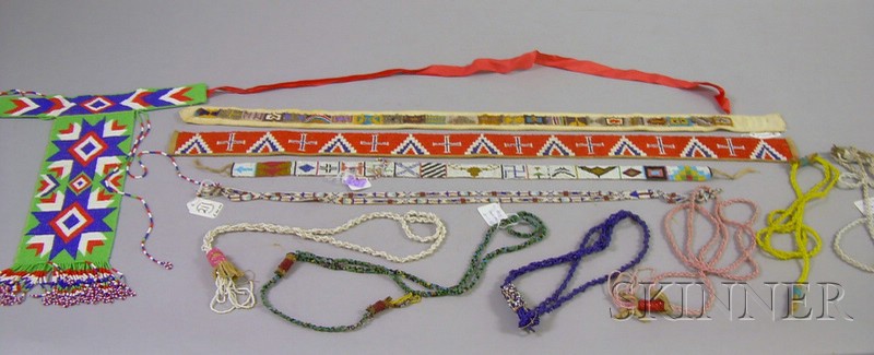 Appraisal: Eleven Native American Beaded Necklaces with red green white yellow