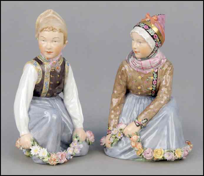 Appraisal: TWO ROYAL COPENHAGEN PORCELAIN FIGURES Comprised of Fano and Amager