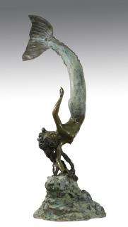 Appraisal: Patinated bronze mermaid sculpture ft Larger than lifesize patinated bronze