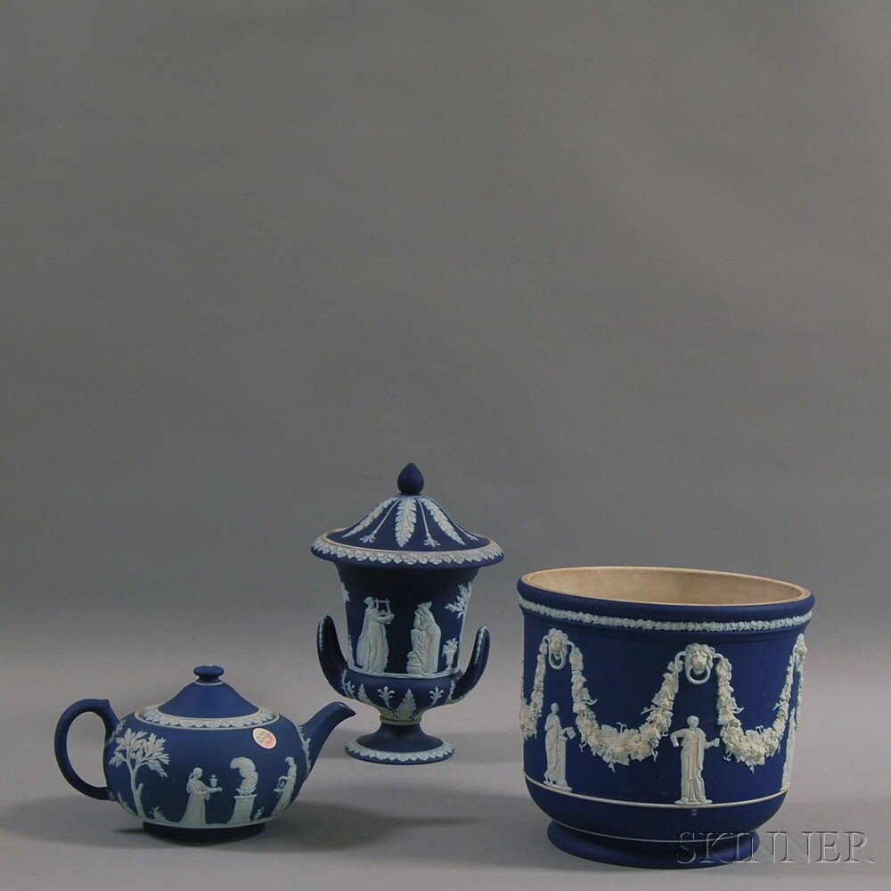 Appraisal: Three Wedgwood Dark Blue Jasper Items th th century a