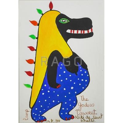 Appraisal: Niki de Saint Phalle French - The Godess Taweret Gouache