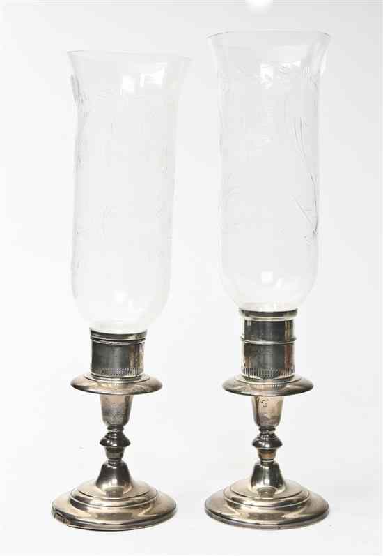 Appraisal: A Pair of American Sterling Silver Candlesticks each of baluster