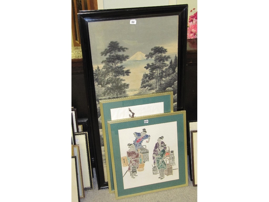 Appraisal: Pair of large Japanese prints and two Chinese prints