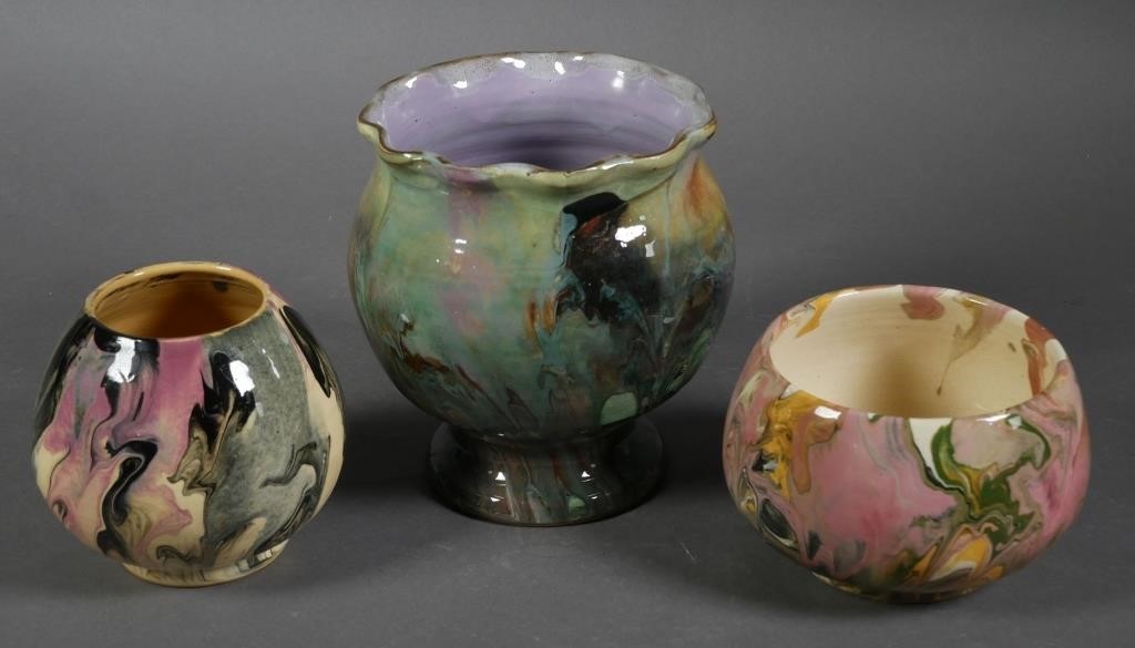 Appraisal: Three Silver Springs swirl vases the tallest about high Fine