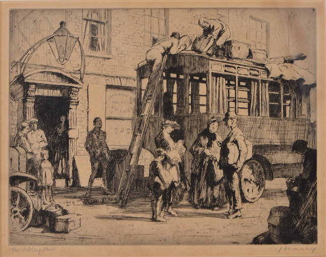 Appraisal: ALEXANDER J HEANEY Exh - The trolley bus etching pencil