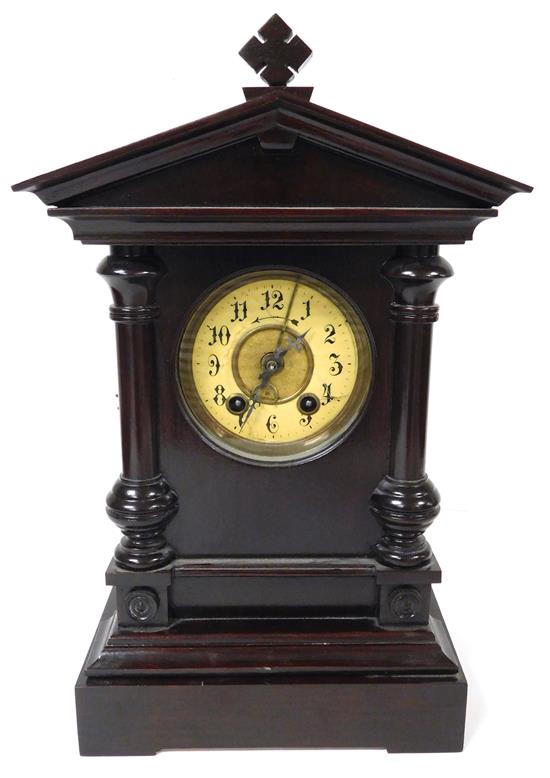 Appraisal: CLOCK German eight day and musical disc alarm mantel clock