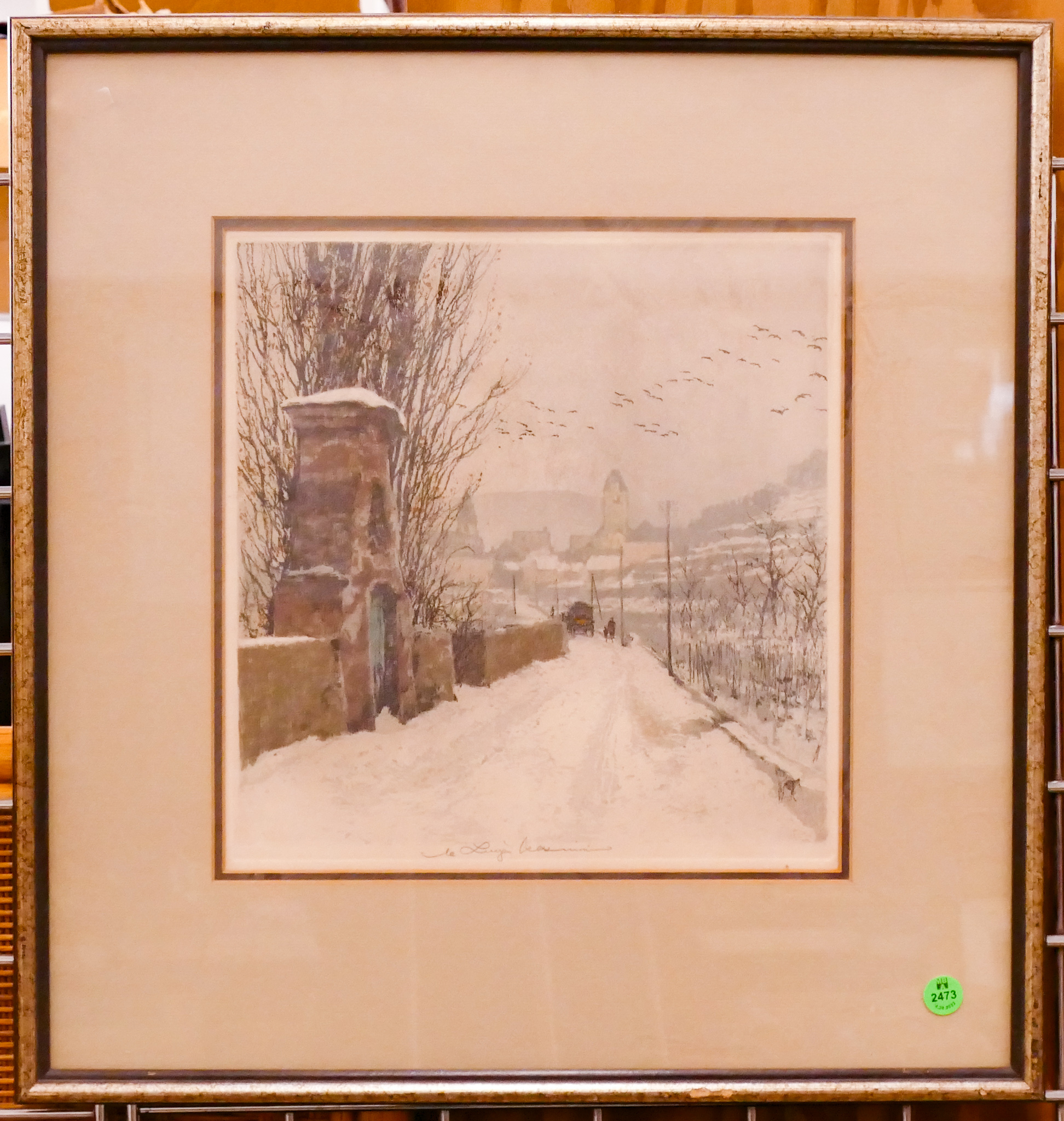 Appraisal: Luigi Kasimir Winter Street Scene Aquatint Etching Framed- x ''