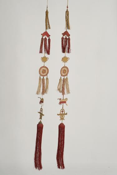 Appraisal: A PAIR OF CHINESE MANDARINS TASSELS in polychrome and metallic