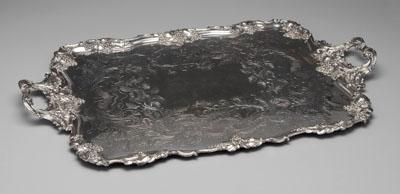 Appraisal: Large Old Sheffield plate tray rectangular with grape and vine