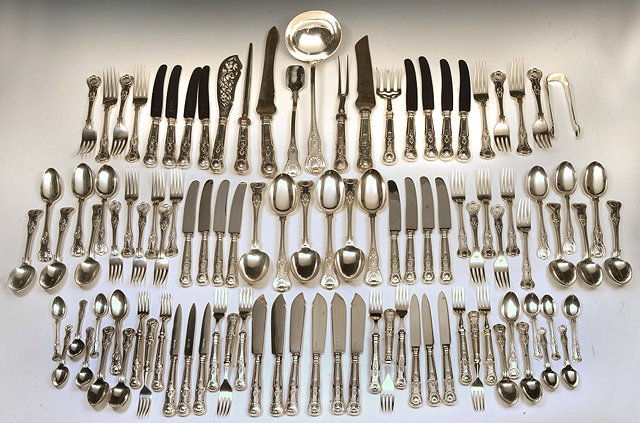 Appraisal: A HARLEQUIN SET OF SILVER KINGS PATTERN CUTLERY with various