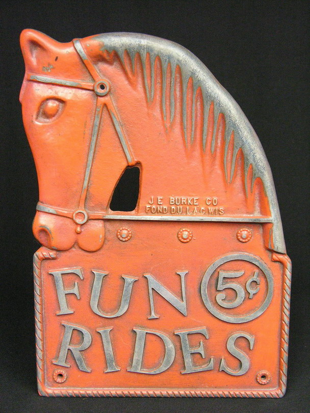 Appraisal: FUN RIDES HORSE HEAD WALL MOUNT SIGN Cast aluminum J