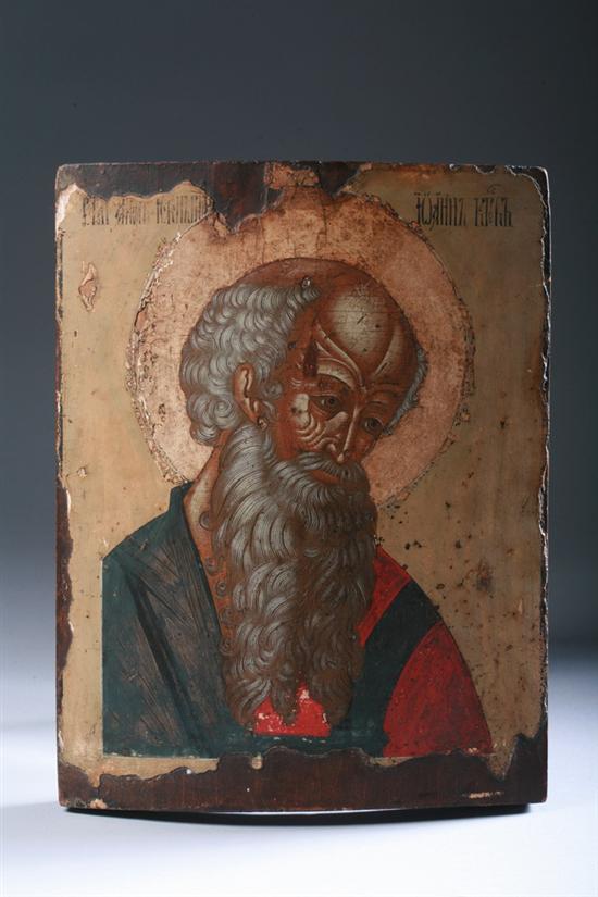 Appraisal: RUSSIAN ICON OF SAINT JOHN th century - in x