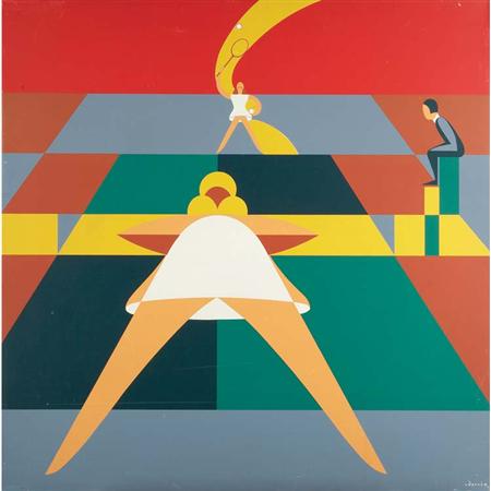 Appraisal: John Vassos American - Untitled Womens' Tennis Match Estimate -