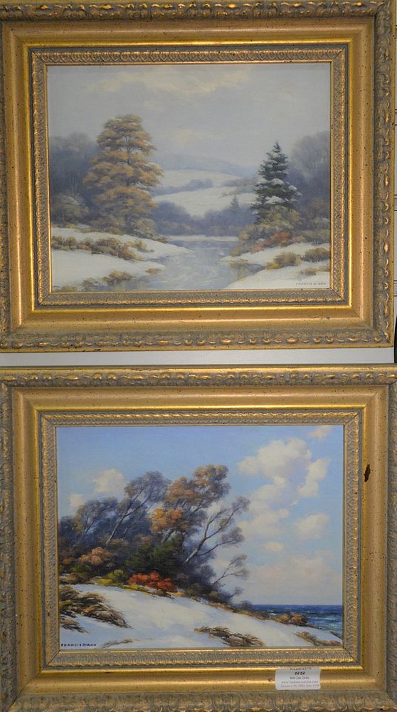 Appraisal: Pair of Francis Dixon American - winter landscapes oil on