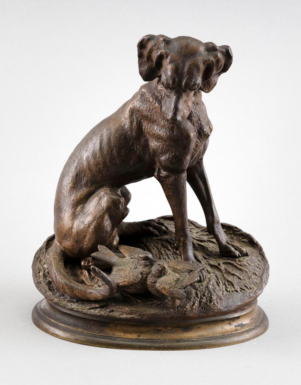 Appraisal: ATTRIBUTED TO FERDINAND PAUTROT FRANCE - A SEATED HOUND BRONZE