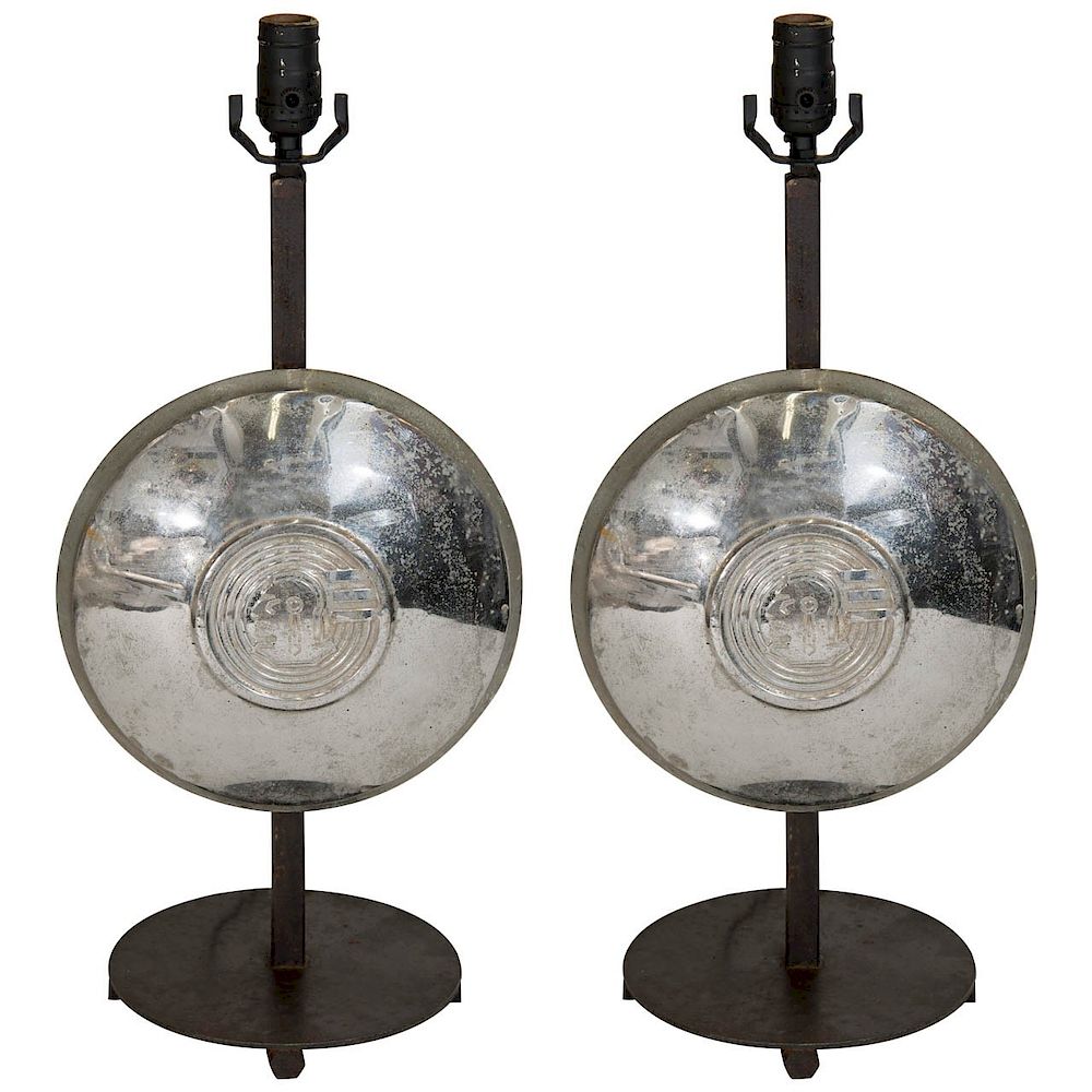 Appraisal: Aluminum Hubcab Table Lamps Vintage Pair Pair of mid-century vintage