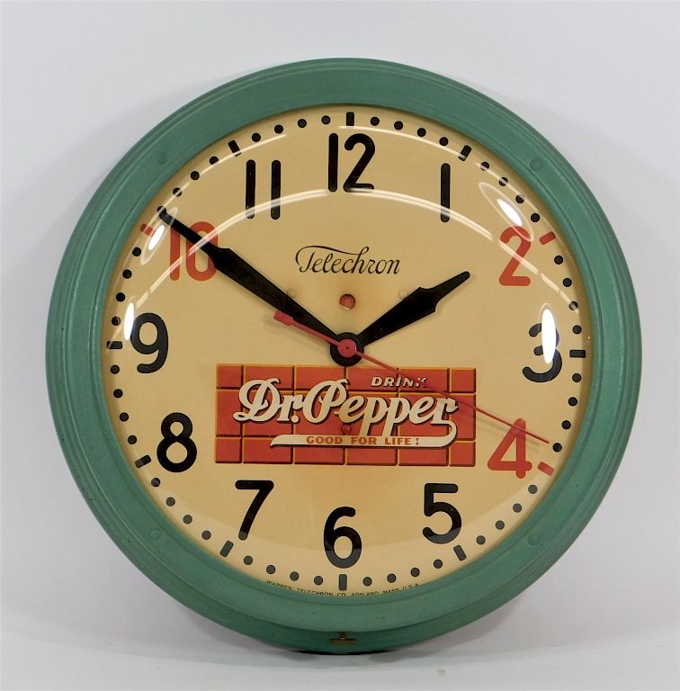 Appraisal: Warren Telechron Dr Pepper Advertising Clock United States Circa Round