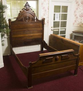 Appraisal: Victorian Full Size Walnut Bed Frame H x L x