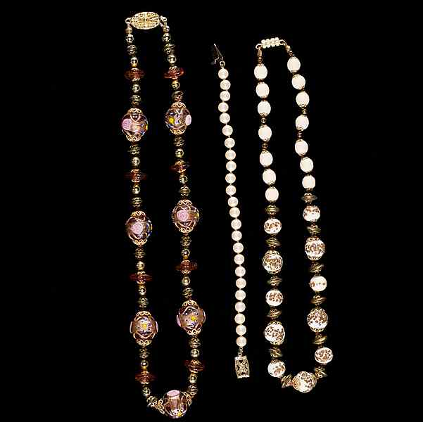 Appraisal: Mirano Glass Set of two necklaces and a faux pearl