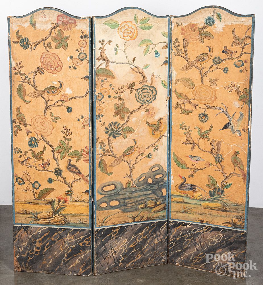 Appraisal: Wallpaper folding screen th c Wallpaper folding screen th c