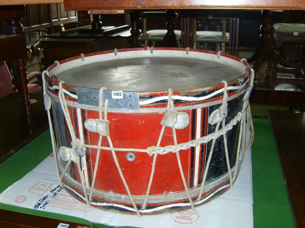 Appraisal: A military drum with painted detail cm diameter approx