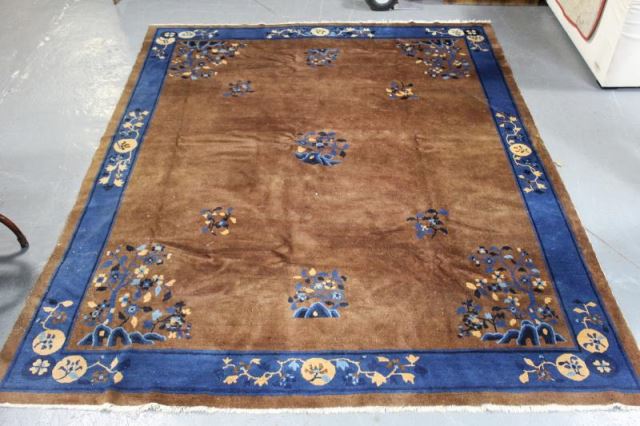 Appraisal: Asian Nichols Style Brown Blue Carpet From a Westchester NY