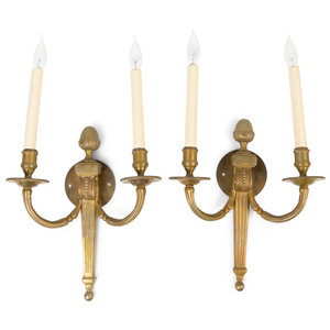 Appraisal: A Pair of Louis XVI Style Gilt Bronze Two-Light Wall