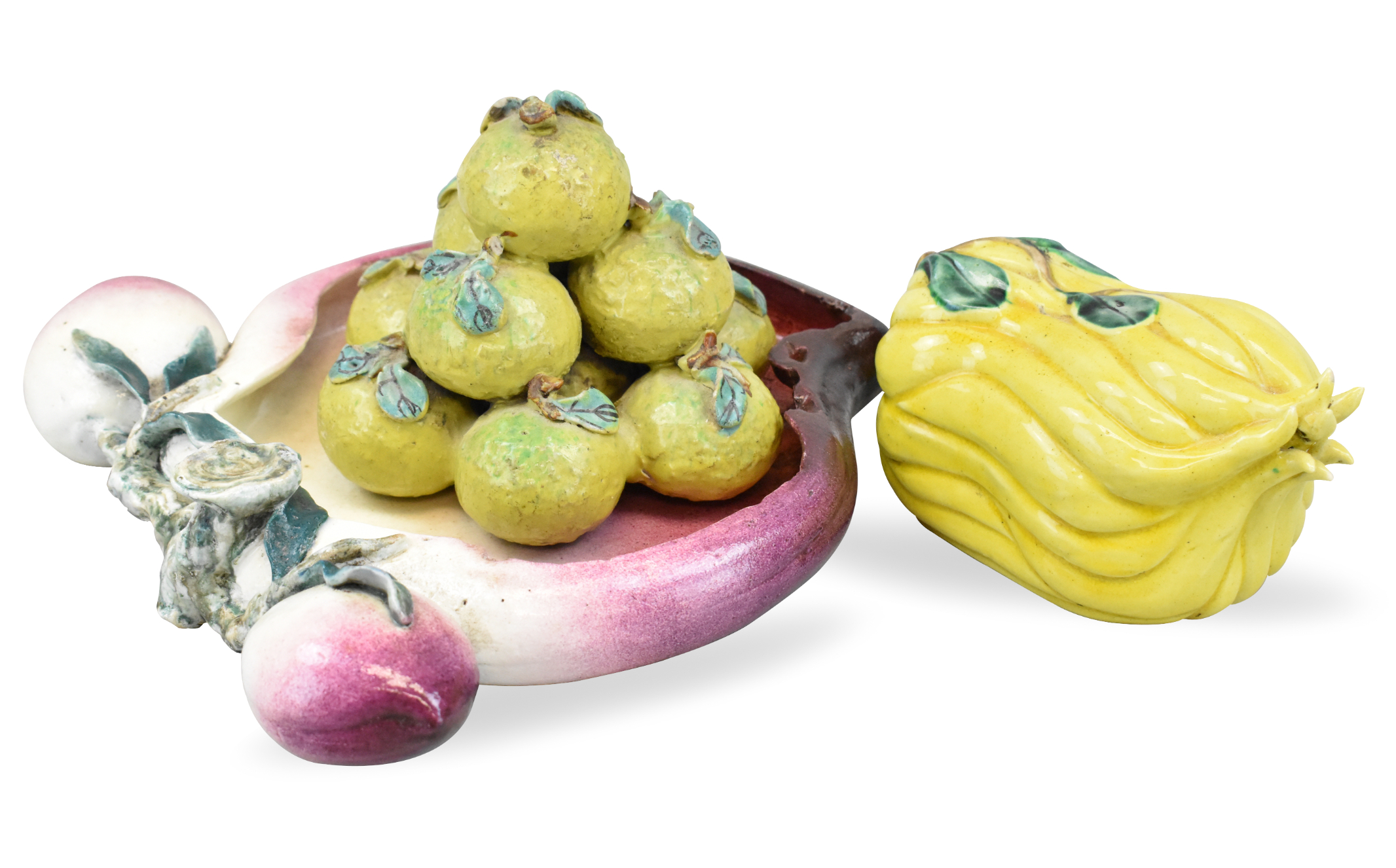 Appraisal: Three Chinese sancai glazed fruits dating from the Qing dynasty