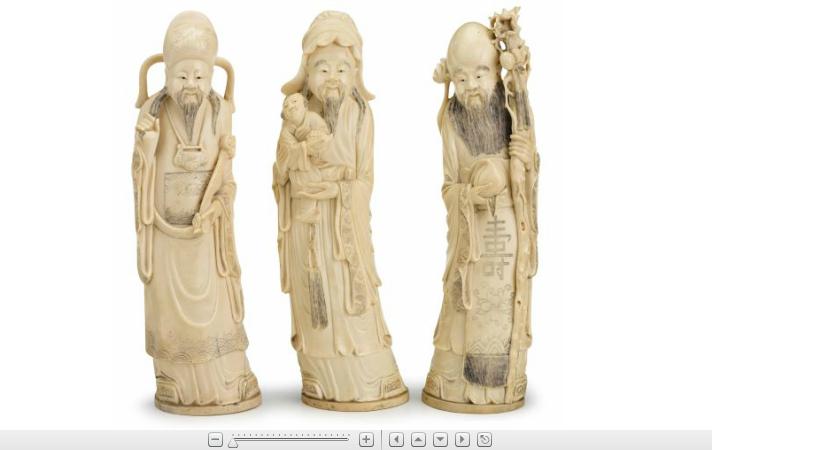 Appraisal: Three Chinese elephant ivory carvings of Fu Lu Shou late