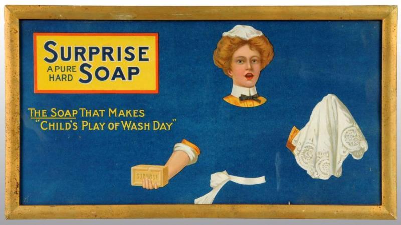 Appraisal: Cardboard Surprise Soap Sign Condition Excellent Size x