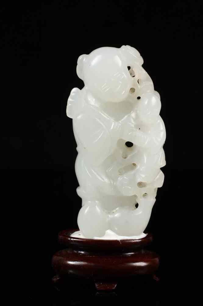 Appraisal: CHINESE JADE FIGURINE - th c Chinese Carved White Jade