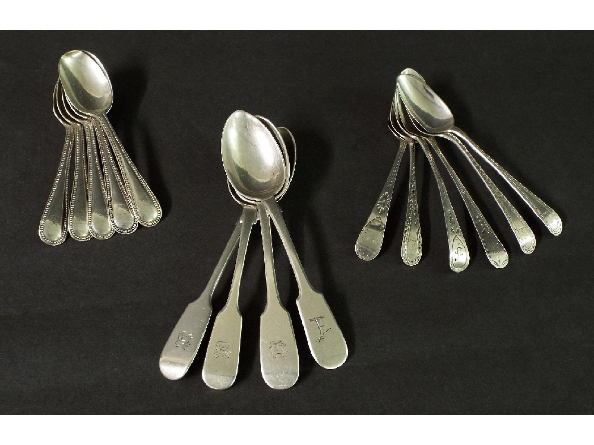 Appraisal: Fifteen various antique silver teaspoons oz approx