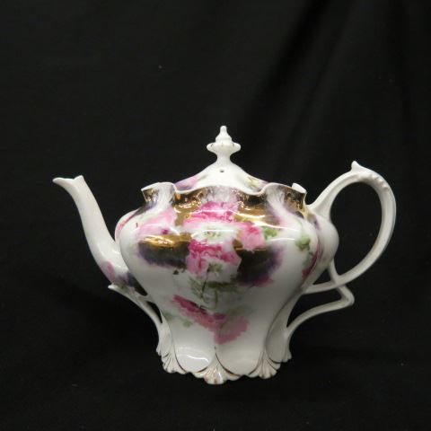 Appraisal: R S Prussia Porcelain Teapot floral unsigned