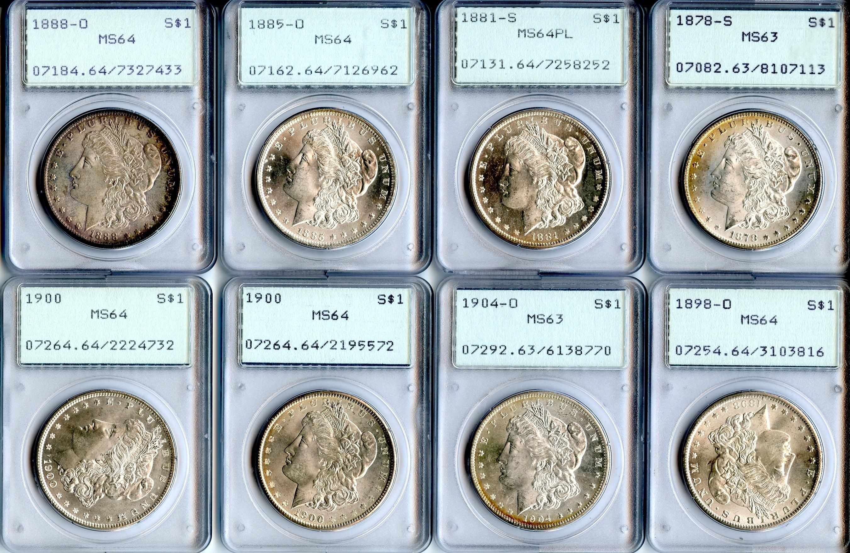 Appraisal: PCGS Certified Morgan Dollars Including -S MS PCGS -S MS