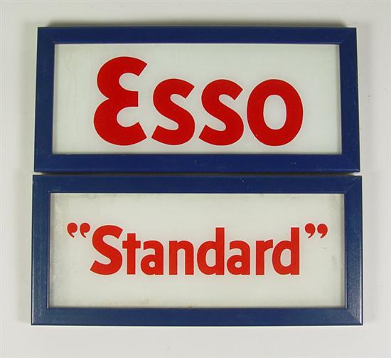 Appraisal: Two Glass Esso Gas Pump Signs Framed reverse-painted signs from